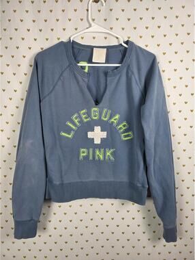 Victorias Secret Pink Vintage LIFEGUARD V neck Y2k Sweater Embroidered Shirt L